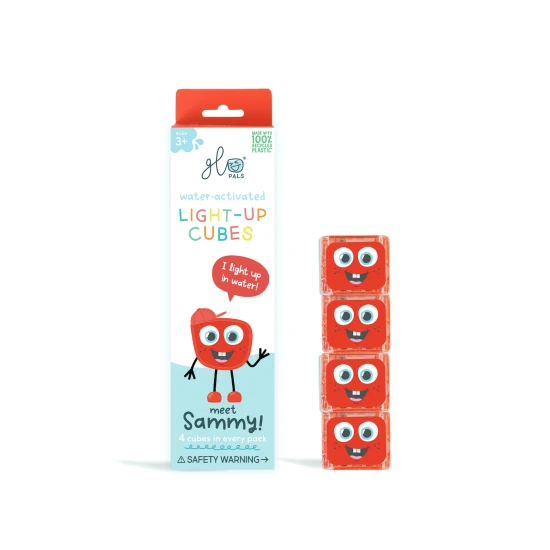 Glo Pals Sensory világító kockák Sammy világító fürdőkockák gyerekeknek, vízben megvilágítva.