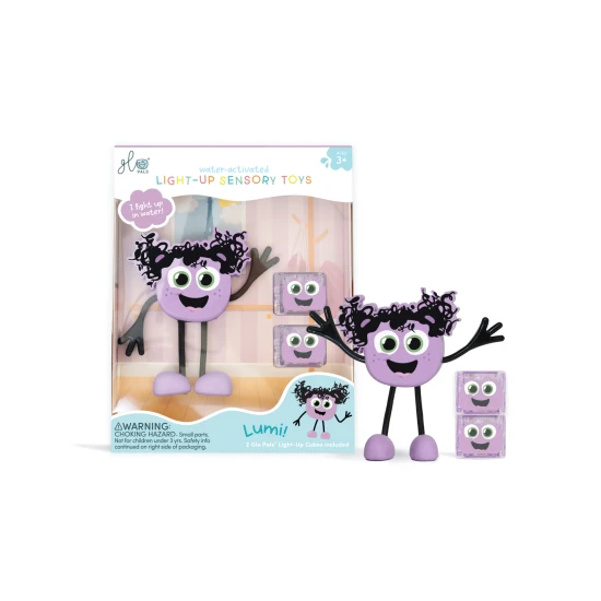 Glo Pals Set Lumi figura és 2 szenzoros vízkocka - világító fürdőjáték gyerekeknek.