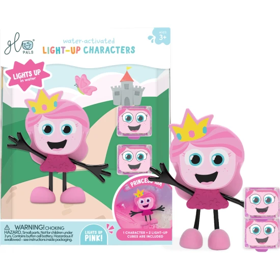 Glo Pals Set Princess figura és 2 szenzoros vízkocka - világító fürdőjáték gyerekeknek.