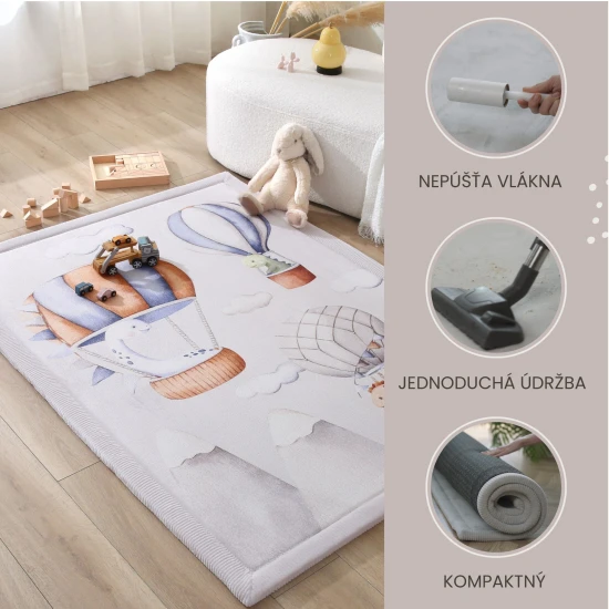 Gyermek szőnyeg Dinosaur Balloons a biztonságos és kényelmes játékhoz.