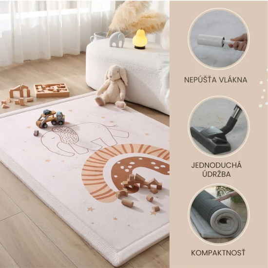 Rainbow Elephant gyerekszőnyeg a biztonságos és kényelmes játékhoz.