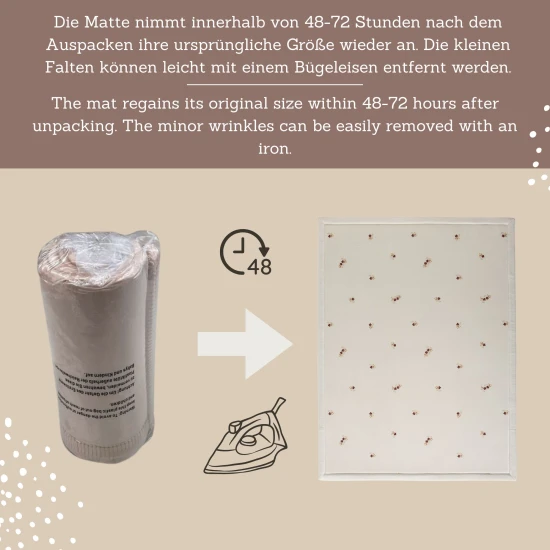 Virágos gyermekszőnyeg a biztonságos és kényelmes játékhoz.