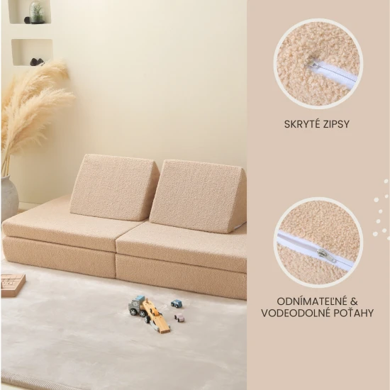 Moduláris gyerek kanapé Hakuna Matte Teddy bézs színben - puha, biztonságos és sokoldalú játszóbútor gyerekeknek.