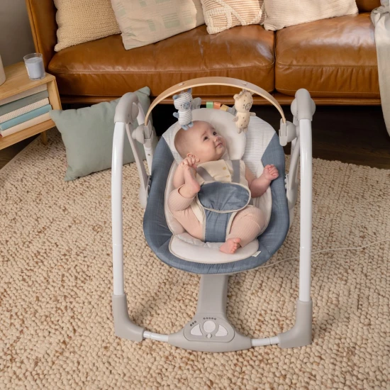 Swing 'n Go Chambray átalakítható zenélő hinta 0h+ 9kg-ig Swing 'n Go Chambray átalakítható zenélő hinta 0h+ 9kg-ig Ingenuity 16925-1