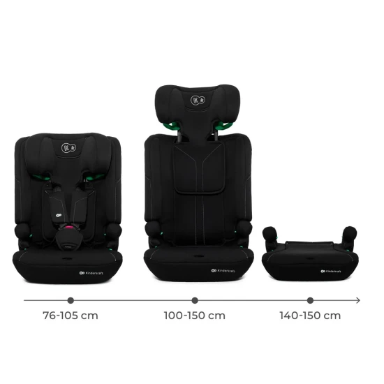 Gyerekülés I-Comfy i-Size (76 do 150 cm) Black Kinderkraft KCICOM00BLK0000