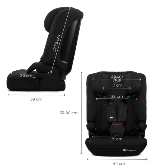 Gyerekülés I-Comfy i-Size (76 do 150 cm) Black Kinderkraft KCICOM00BLK0000