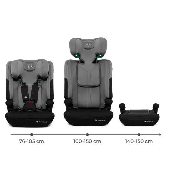 Gyerekülés I-Comfy i-Size (76 do 150 cm) Dark Grey Kinderkraft KCICOM00DGR0000