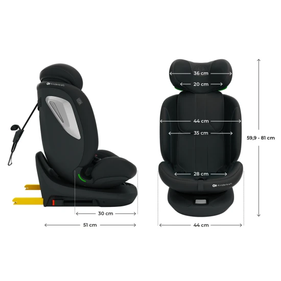 Gyerekülés i-Grow 2 Plus (40-150 cm) Black Kinderkraft KCIGRO02BLKPL00