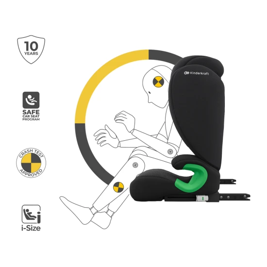 Gyerekülés Junior Fix 2 Plus (100-150 cm) Black Kinderkraft KCJUFI20BLKPL0N