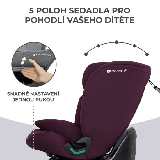 Gyerekülés Oneto3 i-Size 76-150cm + Isofix Cherry pearl Gyerekülés Oneto3 i-Size 76-150cm + Isofix Cherry pearl Kinderkraft KCONE300RED0000