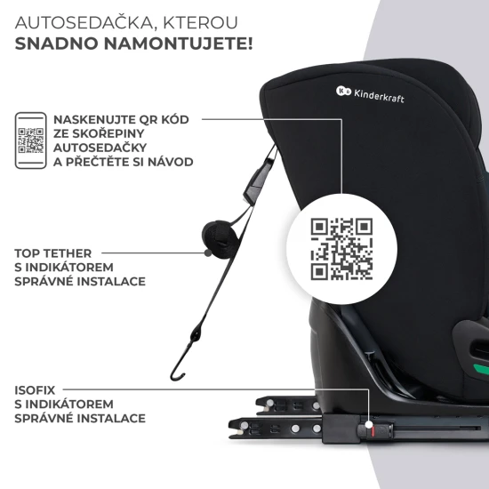 Gyerekülés Oneto3 i-Size 76-150cm + Isofix Graphite black Kinderkraft KCONE300BLK0000
