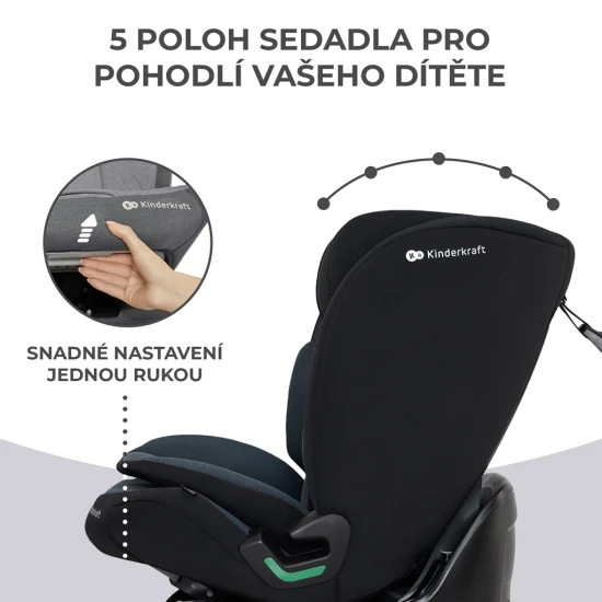 Gyerekülés Oneto3 i-Size 76-150cm + Isofix Graphite black Kinderkraft KCONE300BLK0000