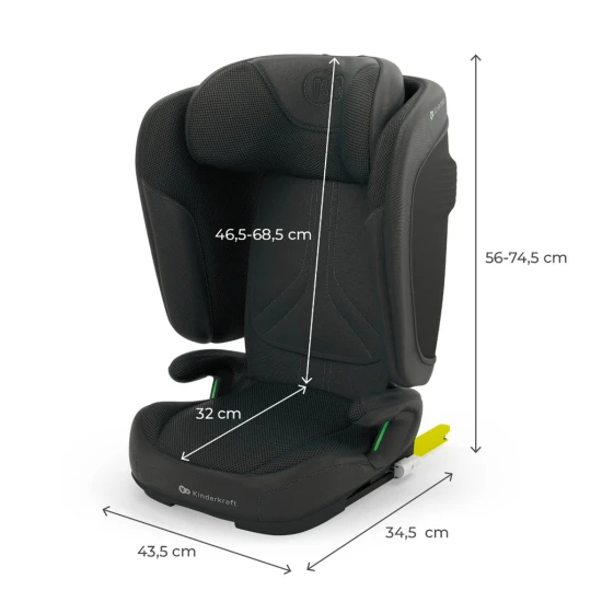 Összecsukható gyerekülés Unity 2 I-Size (100-150 cm) Black Kinderkraft KCUNIT02BLK0000