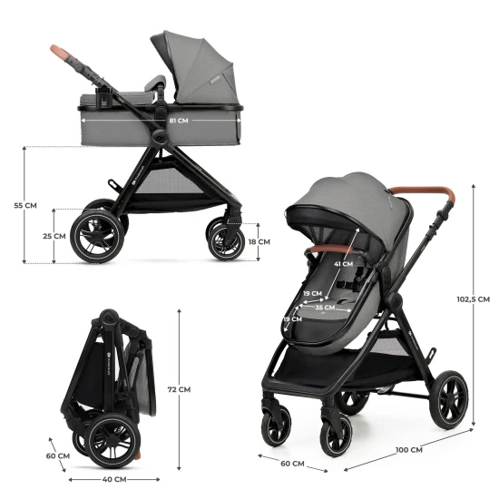 Kombinált babakocsi 3in1 Esme Pro Moonlight Grey Kombinált babakocsi 3in1 Esme Pro Moonlight Grey Kinderkraft KSESME00GRY300N