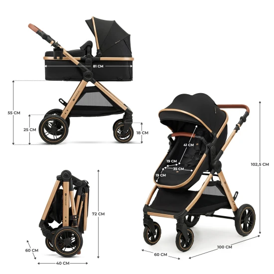 Kombinált babakocsi 3in1 Esme Pro Pure Black Kombinált babakocsi 3in1 Esme Pro Pure Black Kinderkraft KSESME00BLK300N