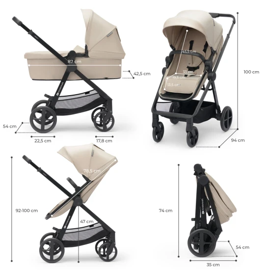 Kombinált babakocsi 3in1 Newly Sand beige + Mink PRO Kinderkraft KSNEWL00BEG300I