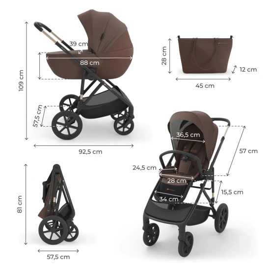 Kombinált babakocsi 3in1 Prime 3 Velvet Mocca Kombinált babakocsi 3in1 Prime 3 Velvet Mocca Kinderkraft KSPRIM03BRW3000
