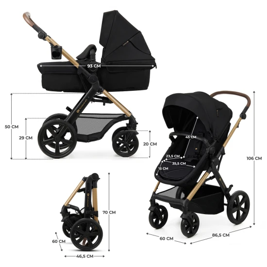 Kombinált babakocsi Moov 2 3in1 Pure Black penové kolesá Kinderkraft KSMOOV02BLKEV00
