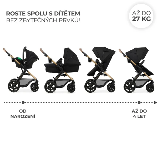 Kombinált babakocsi Moov 2 3in1 Pure Black penové kolesá Kinderkraft KSMOOV02BLKEV00