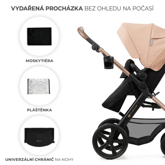 Kombinált babakocsi Moov 2 3in1 Sand Beige penové kolesá Kinderkraft KSMOOV02BEGEV00