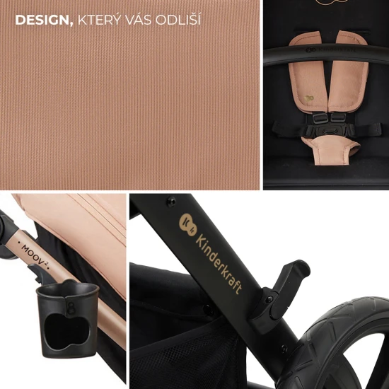 Kombinált babakocsi Moov 2 3in1 Sand Beige penové kolesá Kinderkraft KSMOOV02BEGEV00