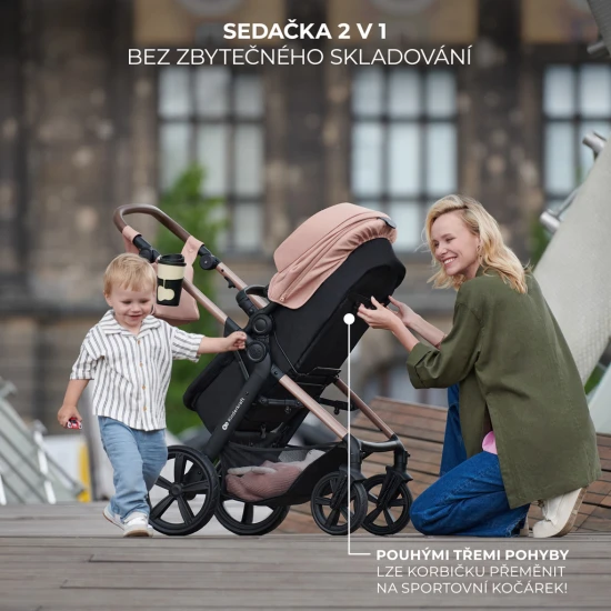 Kombinált babakocsi Moov 2 Air 3in1 Sand Beige Kinderkraft KSMOOV02BEG0000