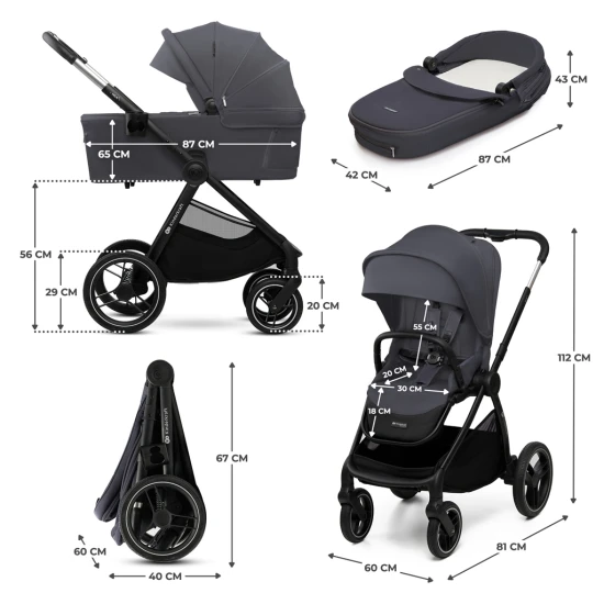 Kombinált babakocsi Nea 2 2in1 Dark Grey Kinderkraft KSNEA002DGR2000