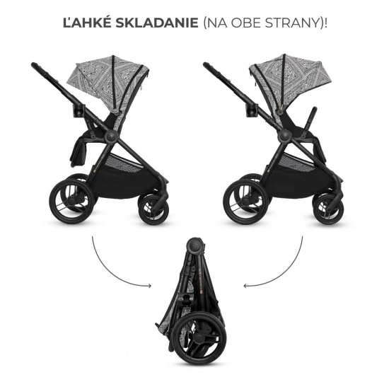 Kombinált babakocsi Nea 2 2in1 Lunar Black Bizuu Kinderkraft KSNEA002BLKBI00