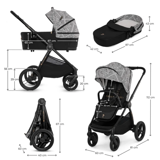 Kombinált babakocsi Nea 2 2in1 Lunar Black Bizuu Kinderkraft KSNEA002BLKBI00