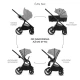 Kombinált babakocsi Nea 2 2in1 Lunar Black Bizuu Kinderkraft KSNEA002BLKBI00