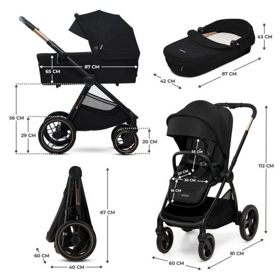 Kombinált babakocsi Nea 2 2in1 Midnigth Black Kinderkraft KSNEA002BLK2000