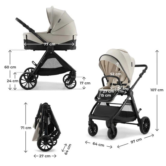 Kombinált babakocsi Vesto 2 3in1 Beige Kombinált babakocsi Vesto 2 3in1 Beige Kinderkraft KSVEST02BEG3000