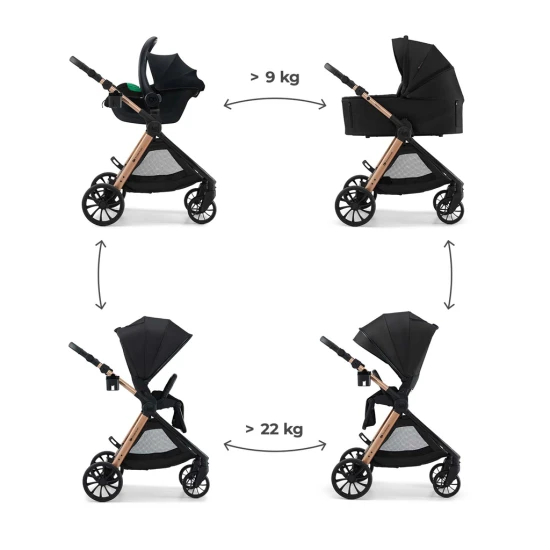 Kombinált babakocsi Vesto 2 3in1 Black Kinderkraft KSVEST02BLK3000