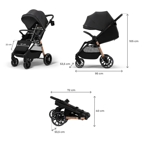 Sport babakocsi Grande 2 Midnight Black Kinderkraft KSGRAN02BLK0000