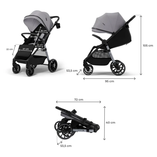 Sport babakocsi Grande 2 Moonlight Grey Kinderkraft KSGRAN02GRY0000