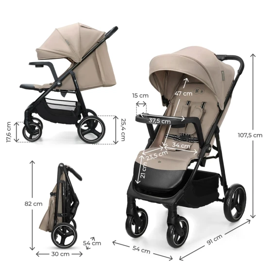 Sport babakocsi Trig 3 Tray Stone Beige Sport babakocsi Trig 3 Tray Stone Beige Kinderkraft KSTRIG03BEG000T