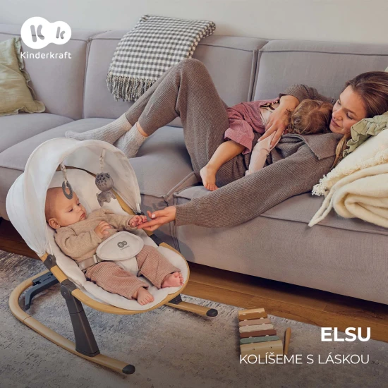 Pihenőágy Elsu Grey, 9 kg-ig Kinderkraft KBELSU00GRY0000