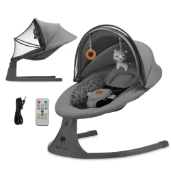 Ringó pihenőágy dallammal 2in1 Lumi, 9 kg-ig, Premium Dark Grey