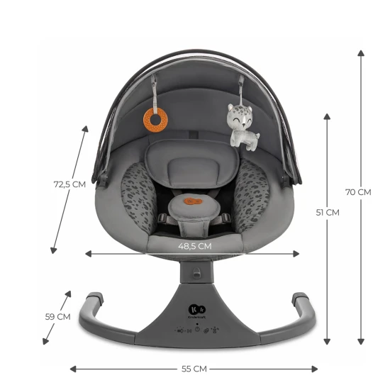 Ringó pihenőágy dallammal 2in1 Lumi, 9 kg-ig, Premium Dark Grey Kinderkraft KBLUMI02DGR0000