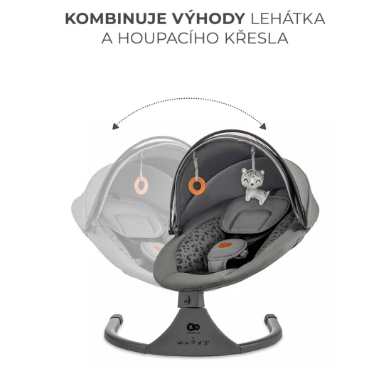 Ringó pihenőágy dallammal 2in1 Lumi, 9 kg-ig, Premium Dark Grey Kinderkraft KBLUMI02DGR0000