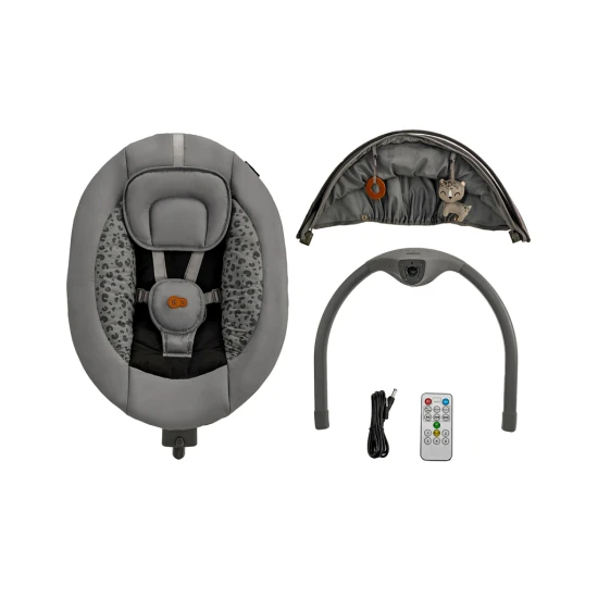 Ringó pihenőágy dallammal 2in1 Lumi, 9 kg-ig, Premium Dark Grey Kinderkraft KBLUMI02DGR0000