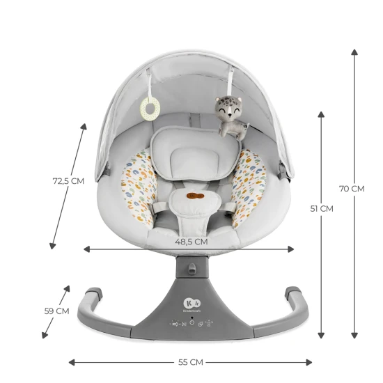 Ringó pihenőágy dallammal 2in1 Lumi, 9 kg-ig, Premium Light Grey Kinderkraft KBLUMI02LGR0000