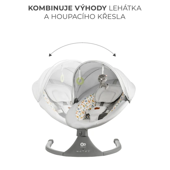 Ringó pihenőágy dallammal 2in1 Lumi, 9 kg-ig, Premium Light Grey Kinderkraft KBLUMI02LGR0000