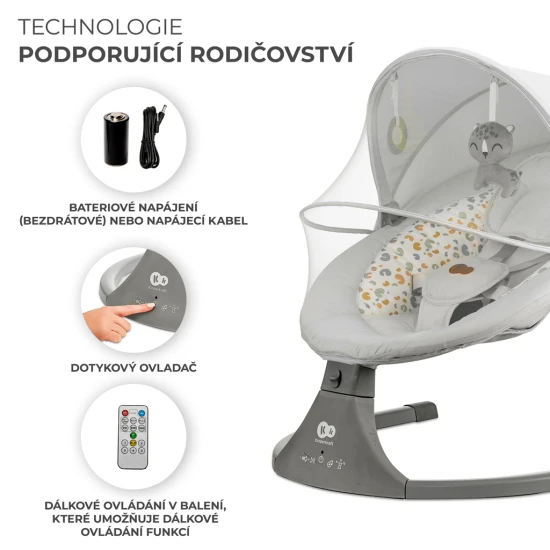 Ringó pihenőágy dallammal 2in1 Lumi, 9 kg-ig, Premium Light Grey Kinderkraft KBLUMI02LGR0000