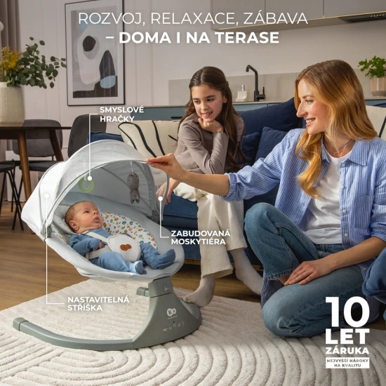 Ringó pihenőágy dallammal 2in1 Lumi, 9 kg-ig, Premium Light Grey Kinderkraft KBLUMI02LGR0000