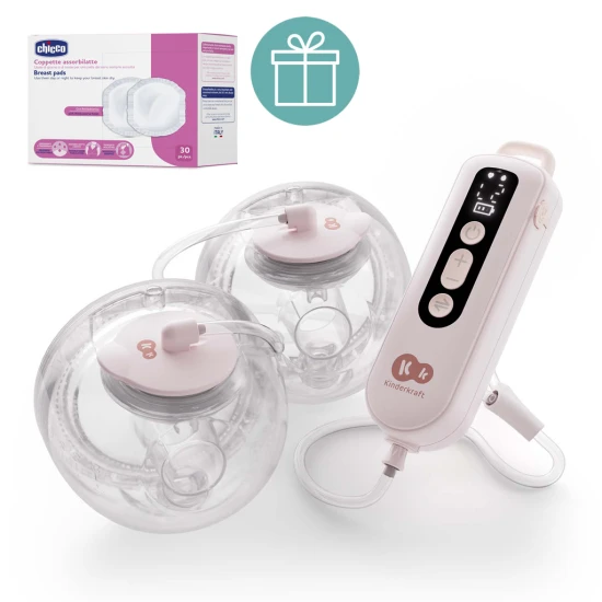 Tejszívó Double Hands-free Gentle Flow Pink + CHICCO szoptatási betétek 30 db Kinderkraft VP-F198231