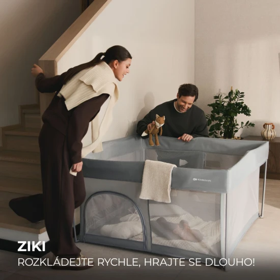 Összecsukható járóka Ziki Light Grey Kinderkraft KLZIKI00GRY0000