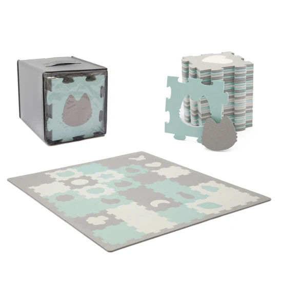 Puzzle szivacsszőnyeg Luno Shapes 185 x 165 cm Mint, 30ks, Premium Kinderkraft KPLUSH00MIN0000