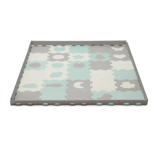 Puzzle szivacsszőnyeg Luno Shapes 185 x 165 cm Mint, 30ks, Premium Kinderkraft KPLUSH00MIN0000
