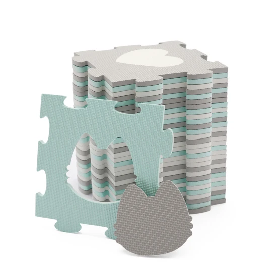 Puzzle szivacsszőnyeg Luno Shapes 185 x 165 cm Mint, 30ks, Premium Kinderkraft KPLUSH00MIN0000